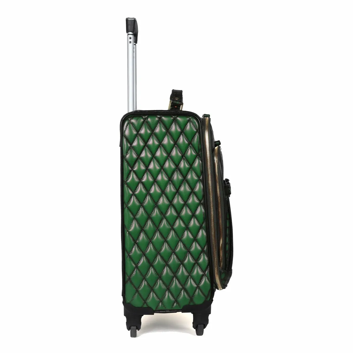 Luggage Trolley Bag In Croco Textured Smokey Green Leather