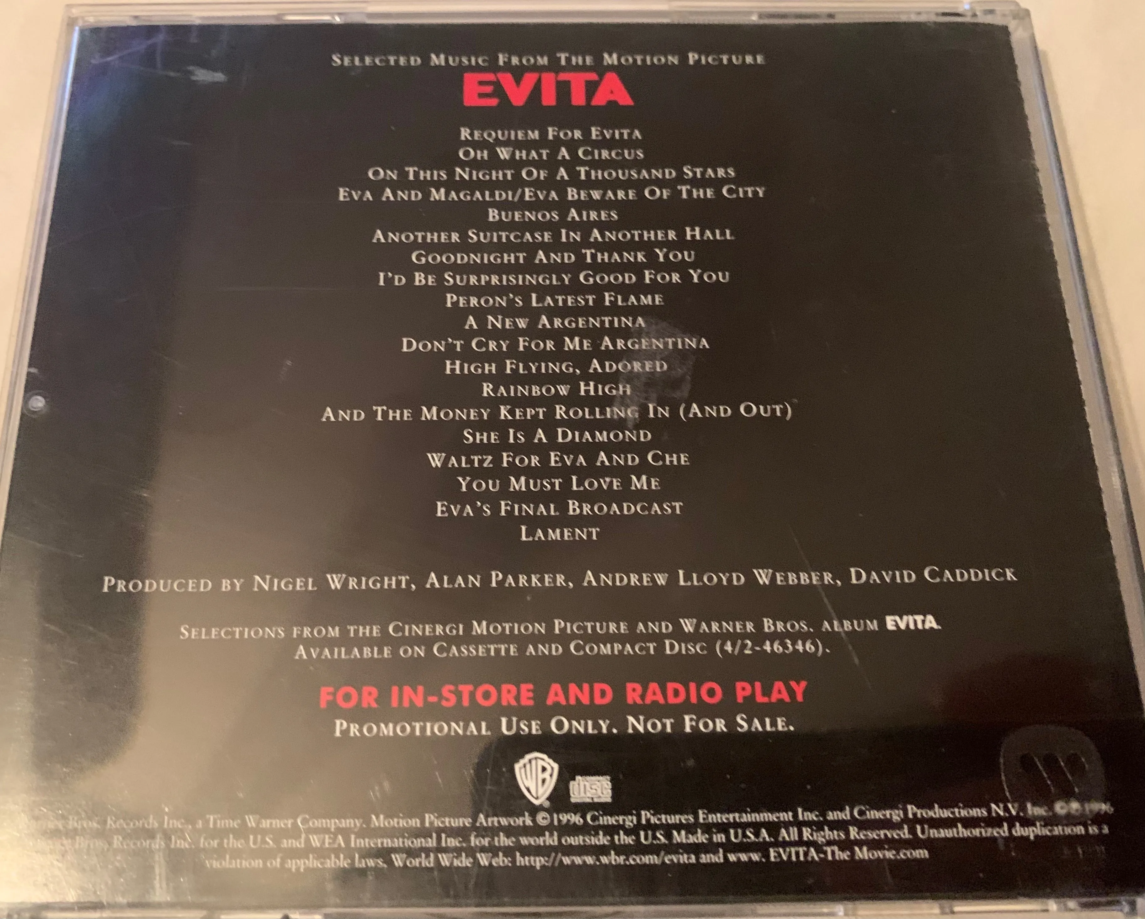 Madonna - EVITA PROMO in store   radio play  CD  (used)