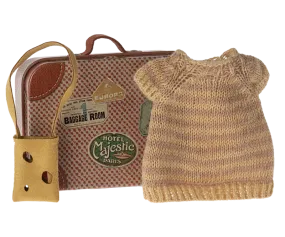 Maileg Knitted Dress & Bag in Suitcase, Mouse - Big Sister