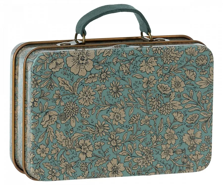 Maileg | Metal Tin Suitcase, Blossom - Blue