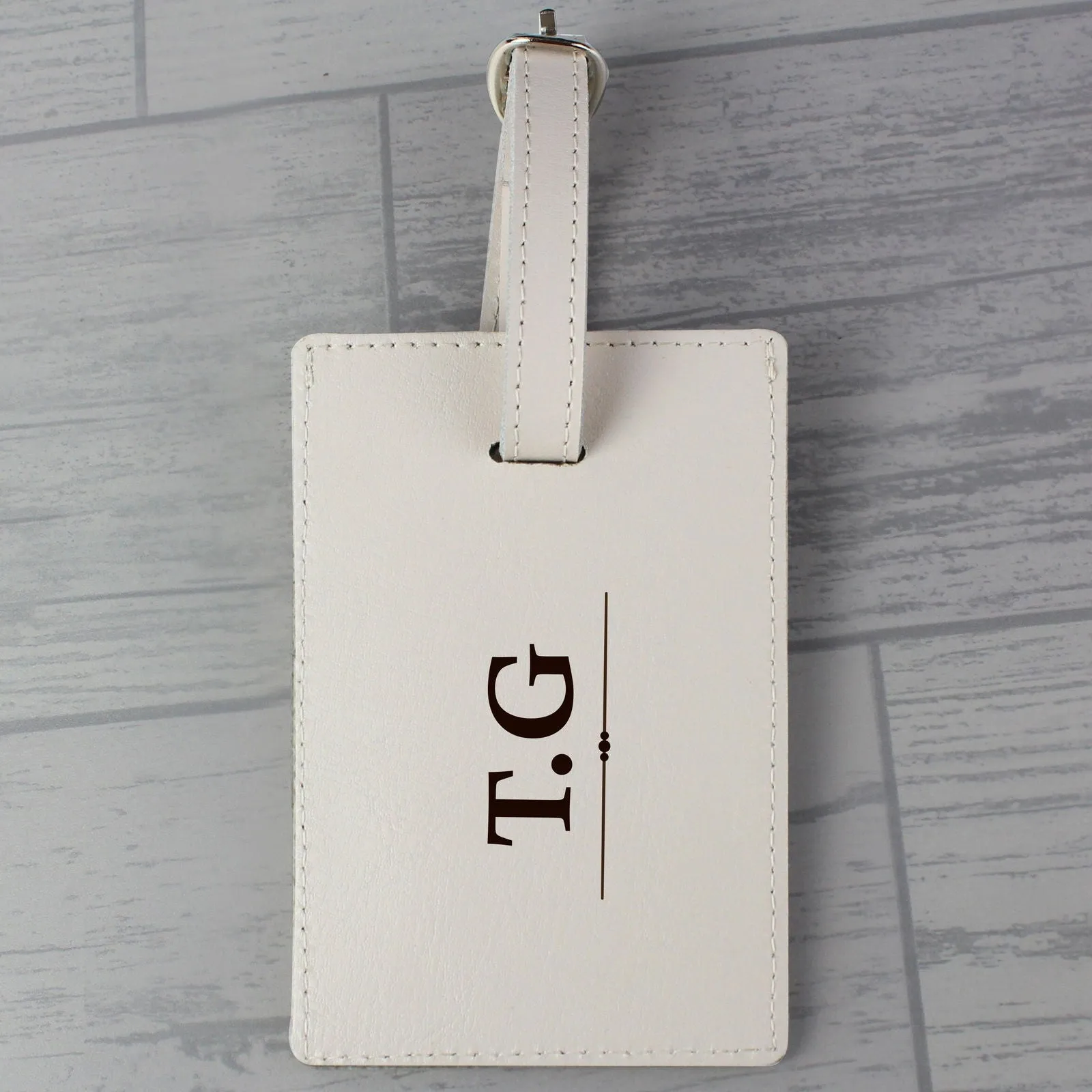Personalised Classic Initials Cream Luggage Tag