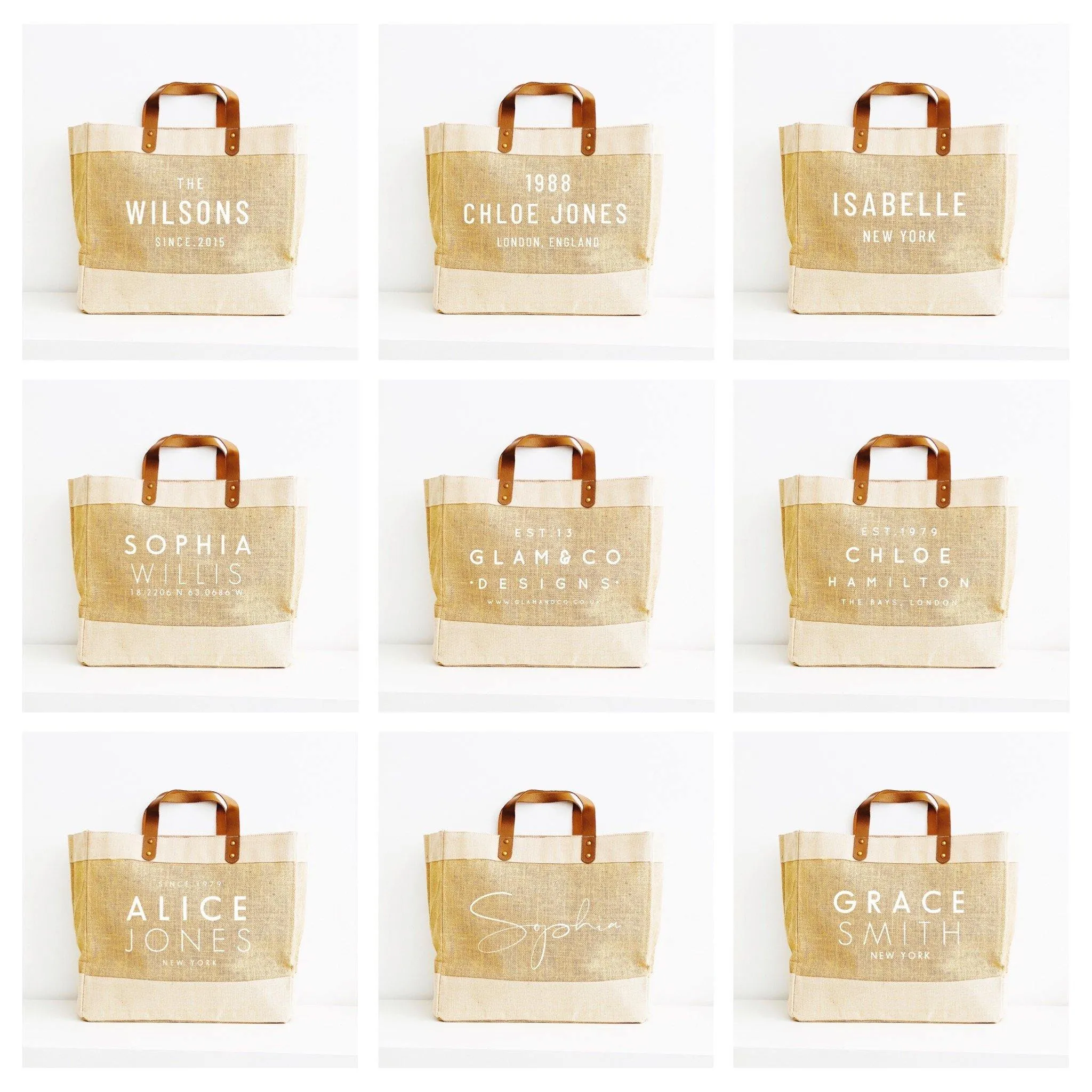 Personalised Jute Tote Bag | Personalised Place Tote Bag