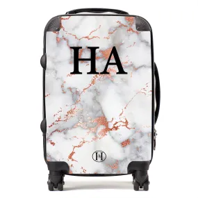 Personalised Printed Suitcase - Rose Gold Marble