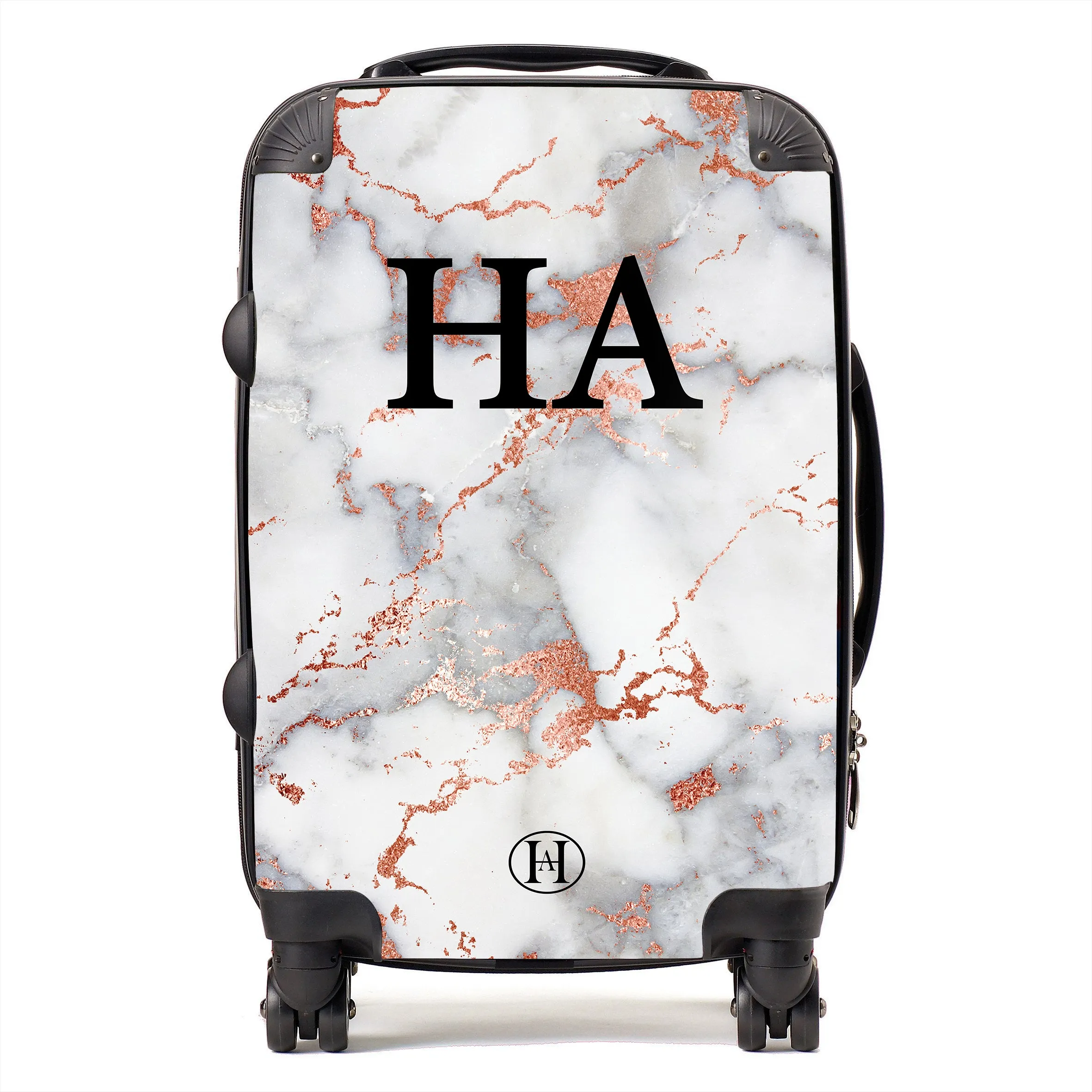 Personalised Printed Suitcase - Rose Gold Marble
