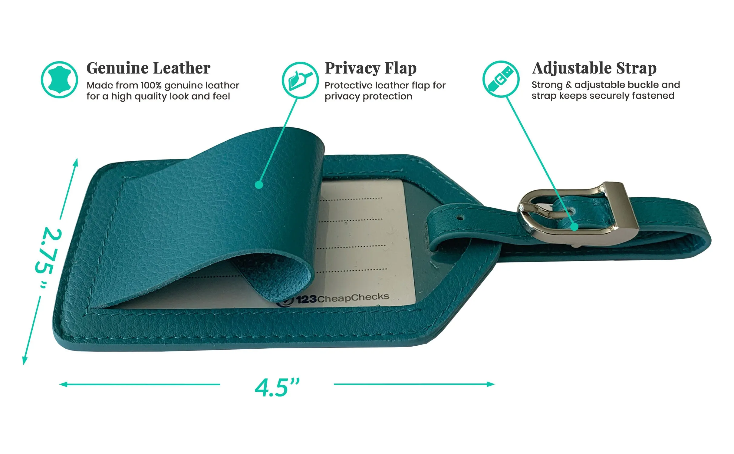 Personalized Monogrammed Leather Luggage Tags - 2 Pack