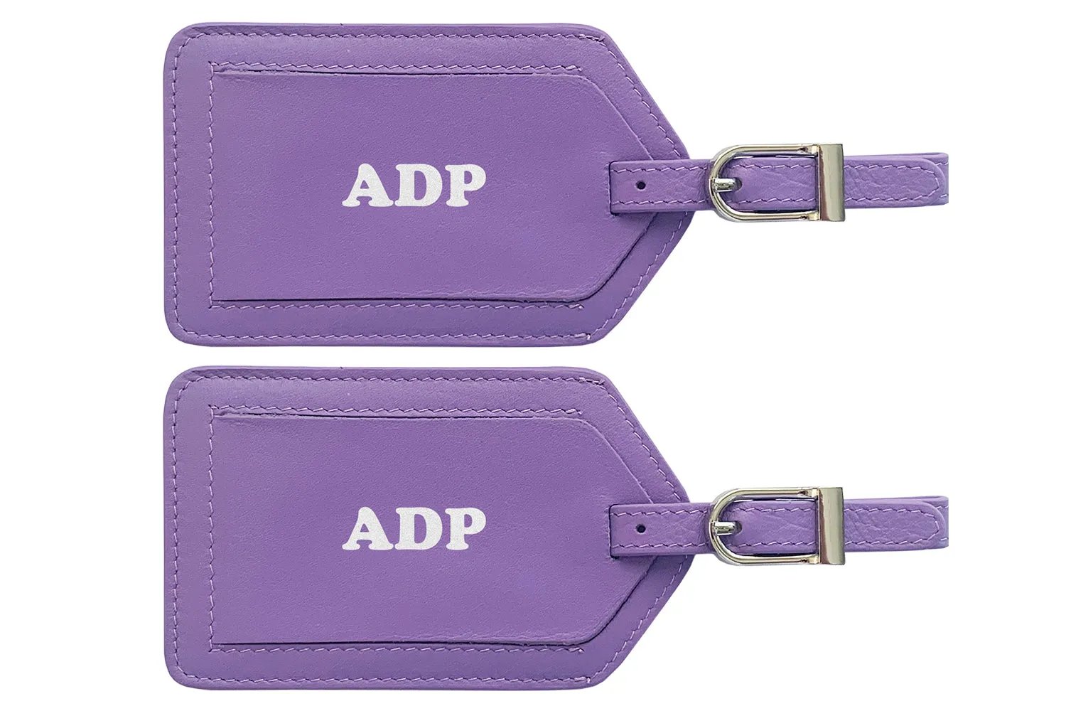 Personalized Monogrammed Leather Luggage Tags - 2 Pack