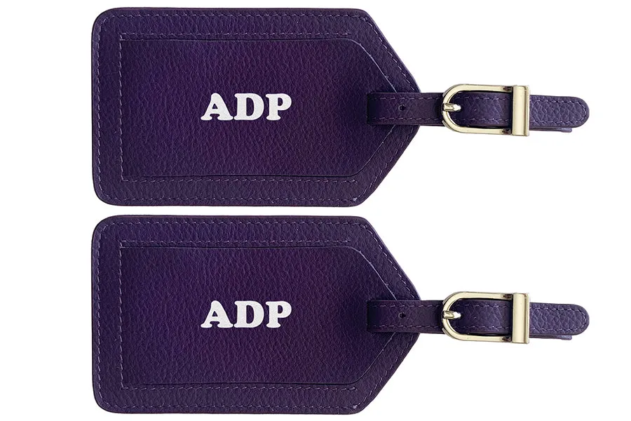 Personalized Monogrammed Leather Luggage Tags - 2 Pack