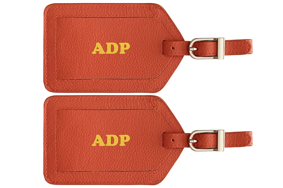 Personalized Monogrammed Leather Luggage Tags - 2 Pack