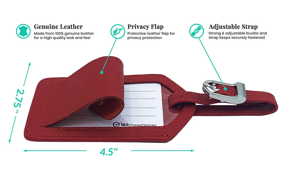 Personalized Monogrammed Leather Luggage Tags - 2 Pack