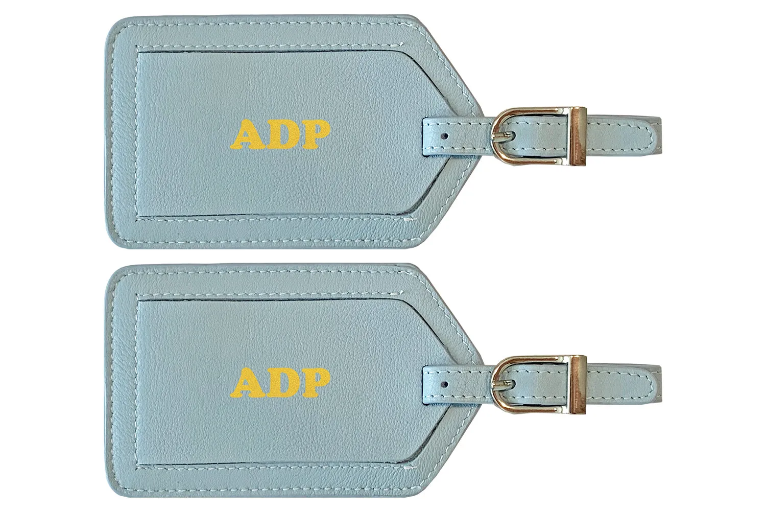 Personalized Monogrammed Leather Luggage Tags - 2 Pack