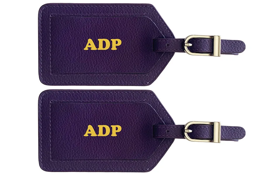Personalized Monogrammed Leather Luggage Tags - 2 Pack