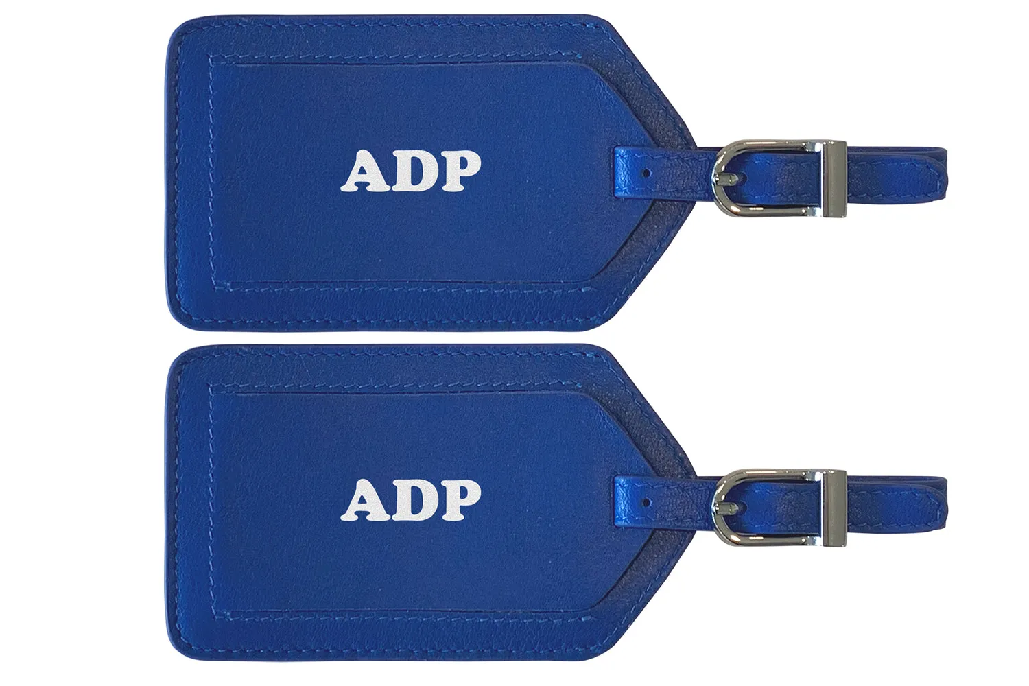 Personalized Monogrammed Leather Luggage Tags - 2 Pack