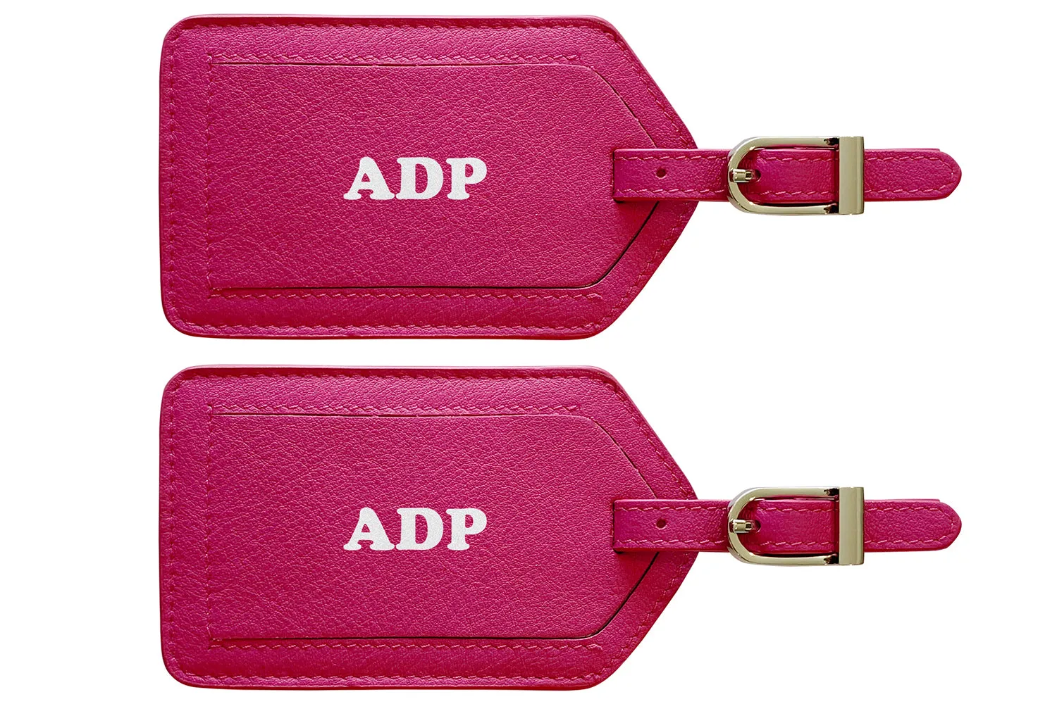 Personalized Monogrammed Leather Luggage Tags - 2 Pack