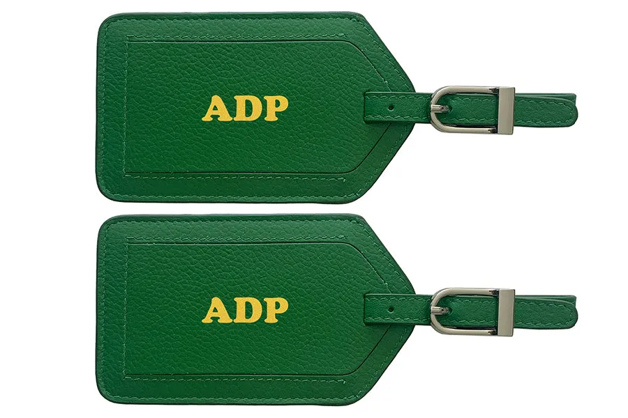 Personalized Monogrammed Leather Luggage Tags - 2 Pack
