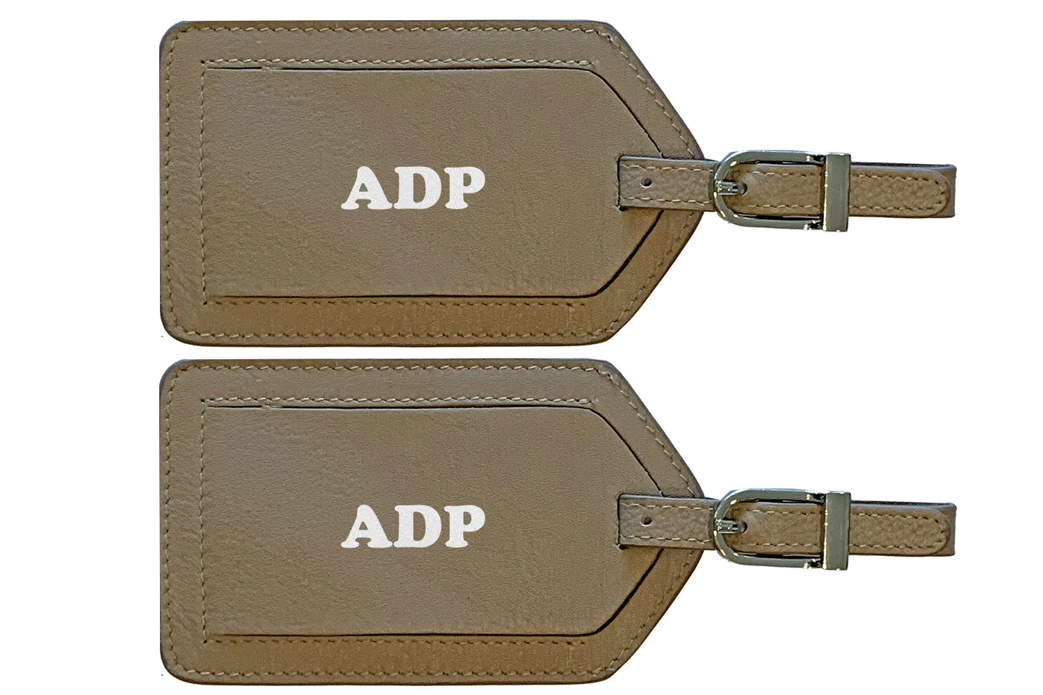 Personalized Monogrammed Leather Luggage Tags - 2 Pack