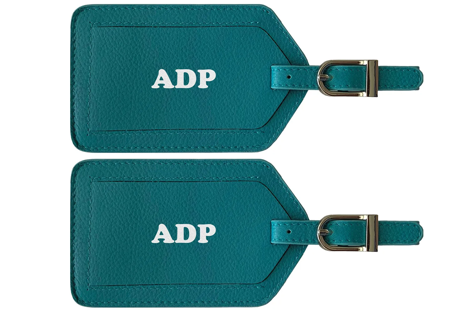 Personalized Monogrammed Leather Luggage Tags - 2 Pack
