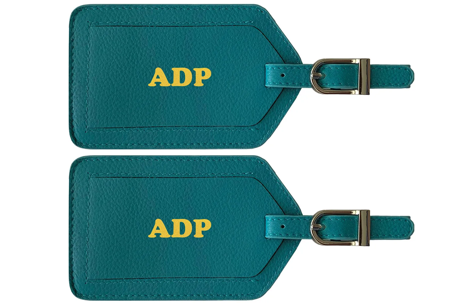Personalized Monogrammed Leather Luggage Tags - 2 Pack