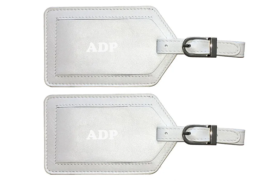 Personalized Monogrammed Leather Luggage Tags - 2 Pack