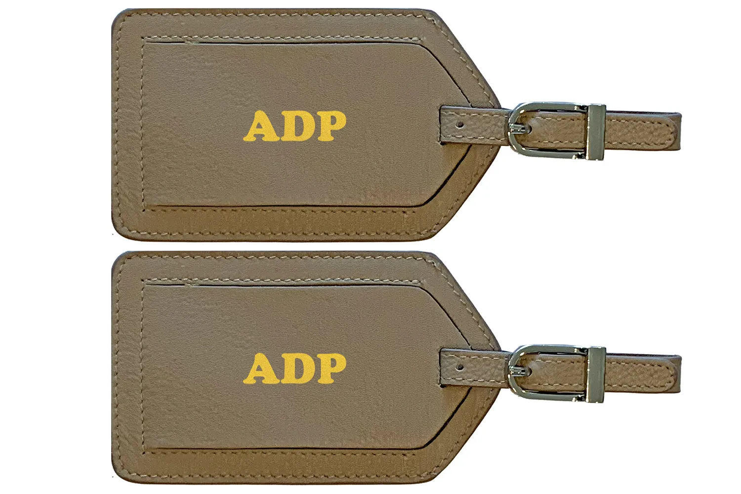 Personalized Monogrammed Leather Luggage Tags - 2 Pack