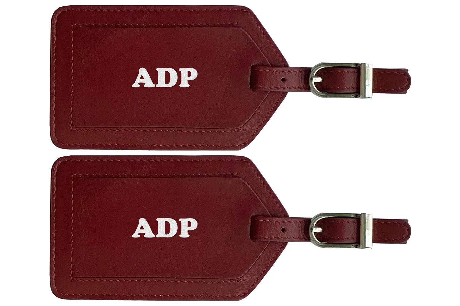 Personalized Monogrammed Leather Luggage Tags - 2 Pack