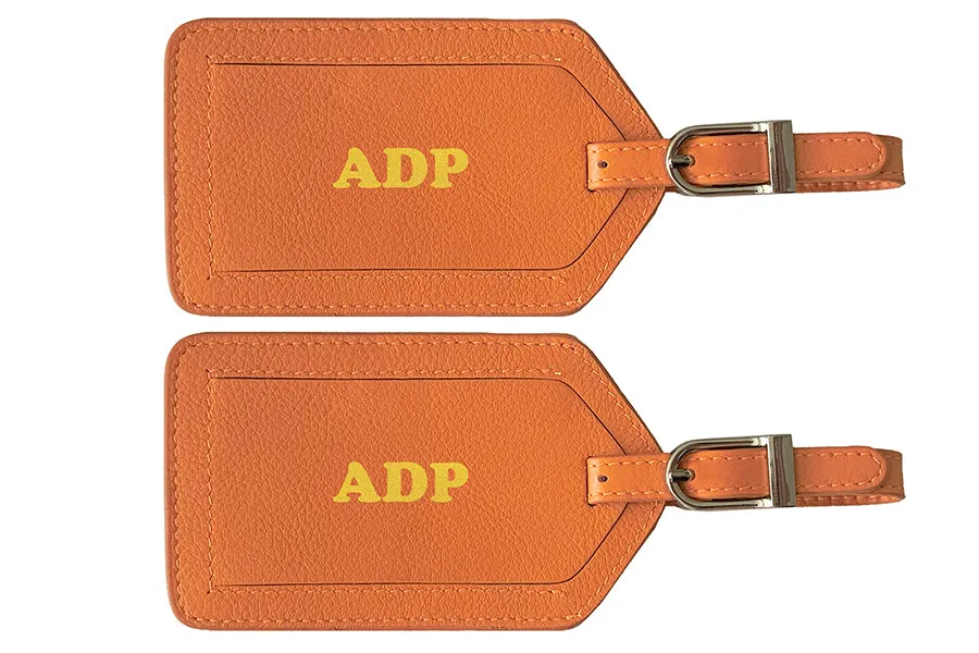 Personalized Monogrammed Leather Luggage Tags - 2 Pack
