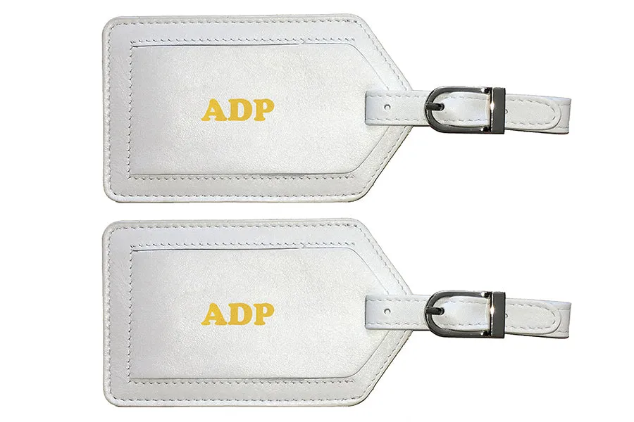 Personalized Monogrammed Leather Luggage Tags - 2 Pack