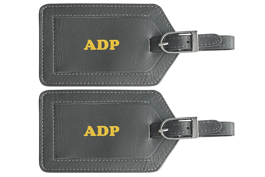 Personalized Monogrammed Leather Luggage Tags - 2 Pack