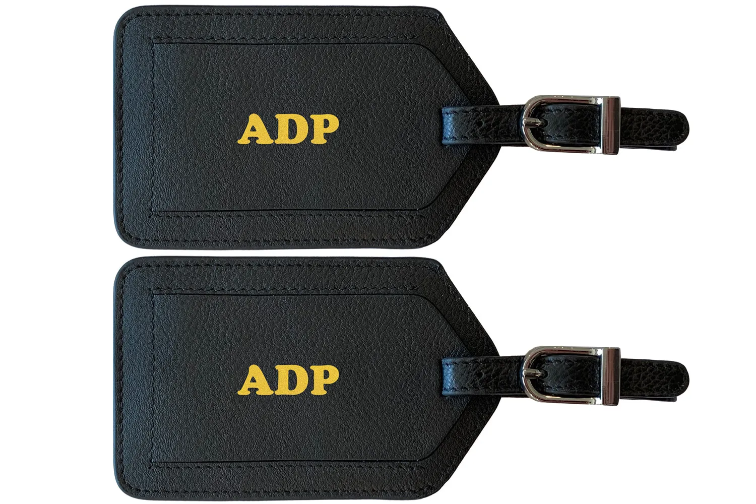Personalized Monogrammed Leather Luggage Tags - 2 Pack