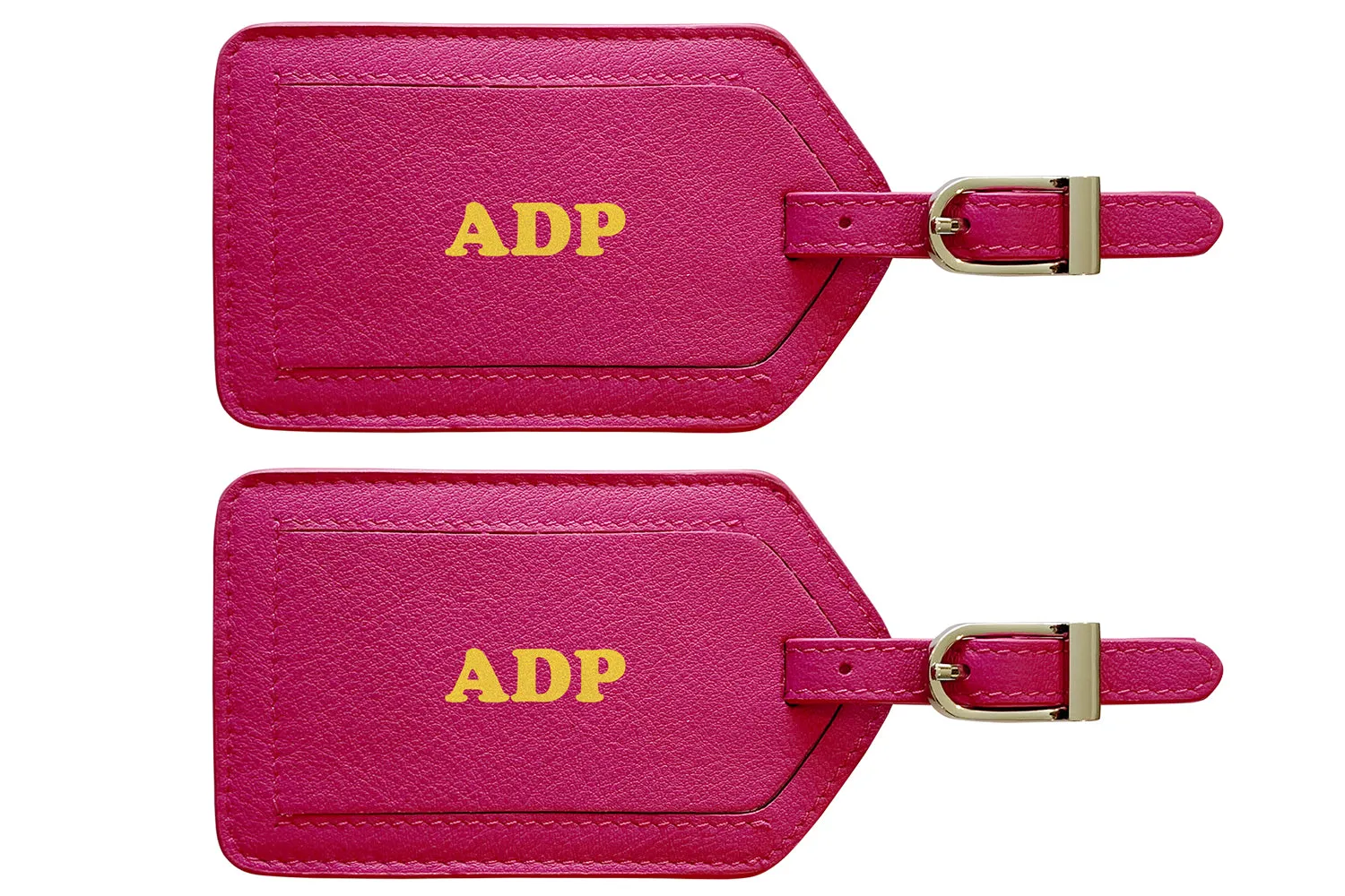 Personalized Monogrammed Leather Luggage Tags - 2 Pack