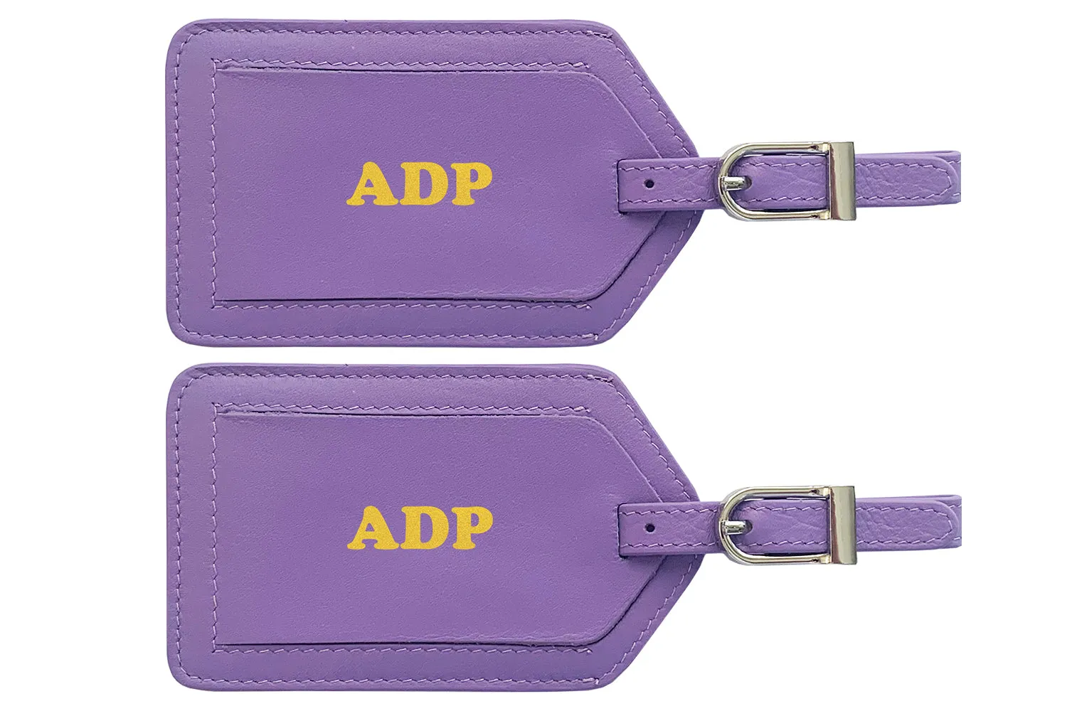 Personalized Monogrammed Leather Luggage Tags - 2 Pack