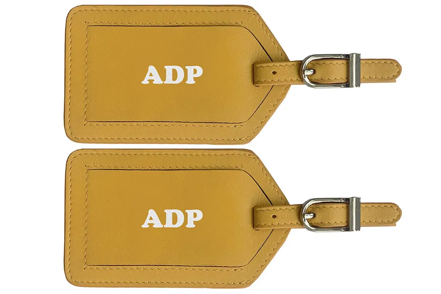 Personalized Monogrammed Leather Luggage Tags - 2 Pack