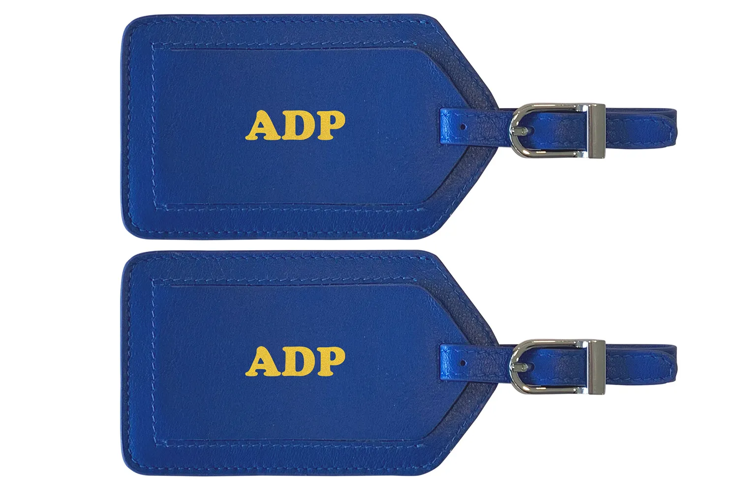 Personalized Monogrammed Leather Luggage Tags - 2 Pack