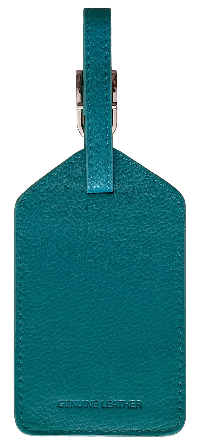 Personalized Monogrammed Leather Luggage Tags - 2 Pack