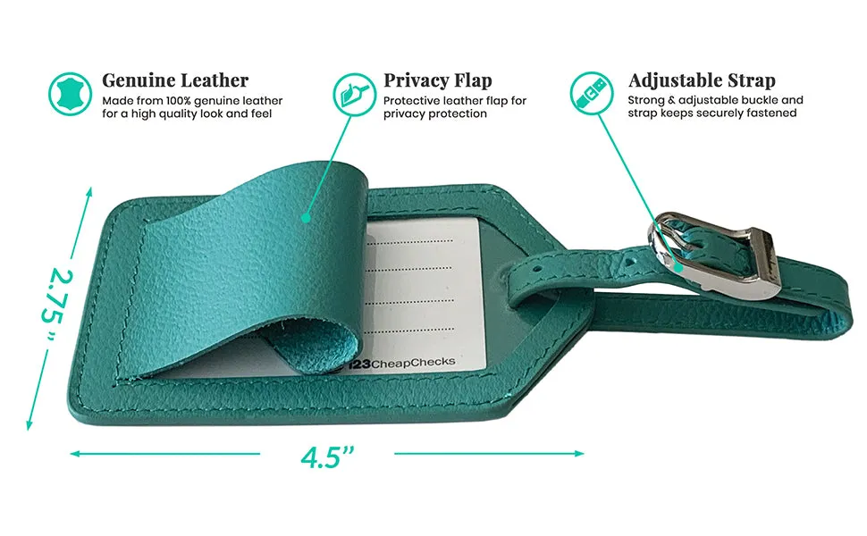 Personalized Monogrammed Leather Luggage Tags - 2 Pack