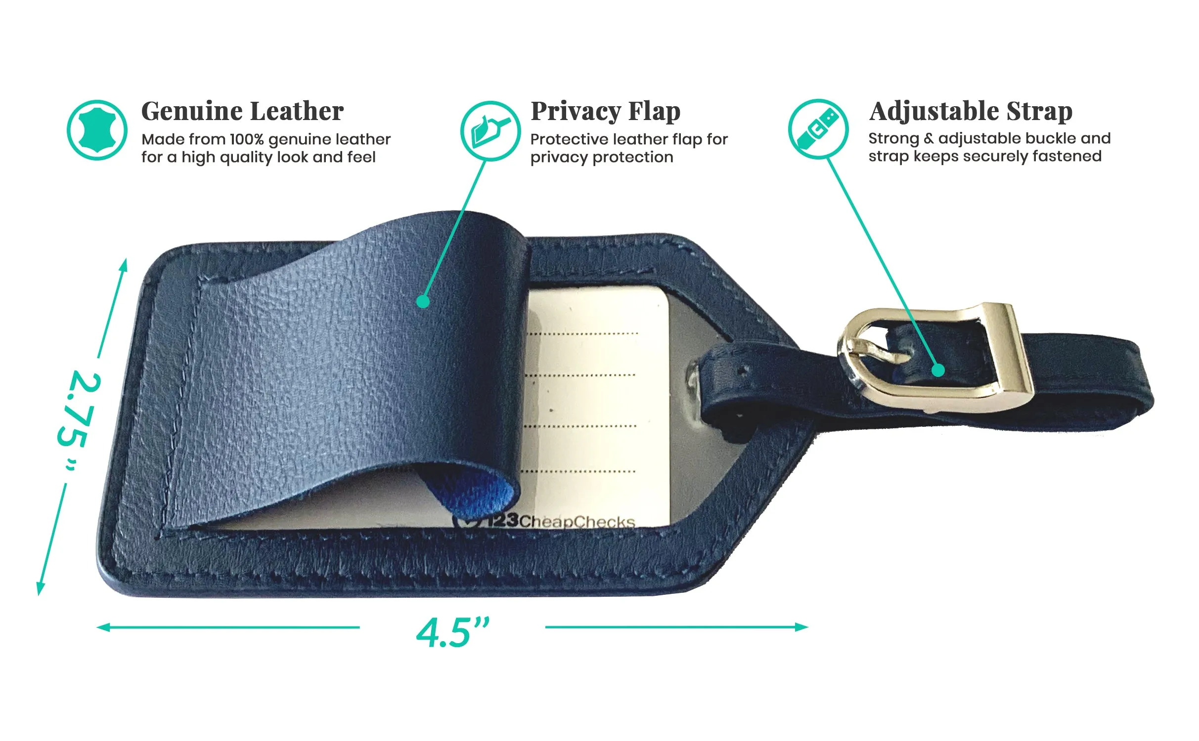 Personalized Monogrammed Leather Luggage Tags - 2 Pack