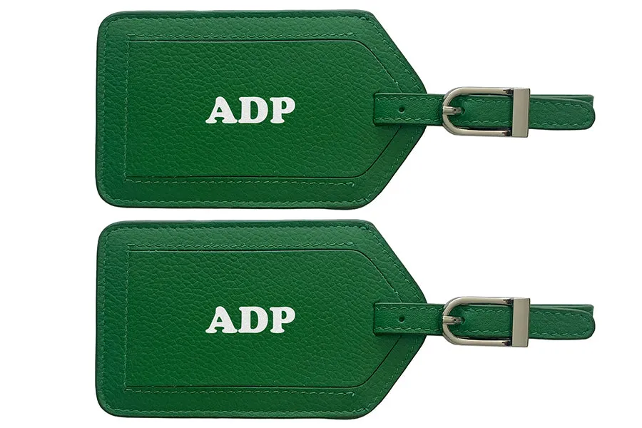 Personalized Monogrammed Leather Luggage Tags - 2 Pack