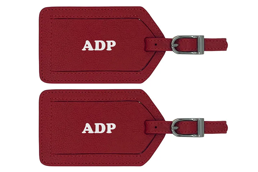 Personalized Monogrammed Leather Luggage Tags - 2 Pack