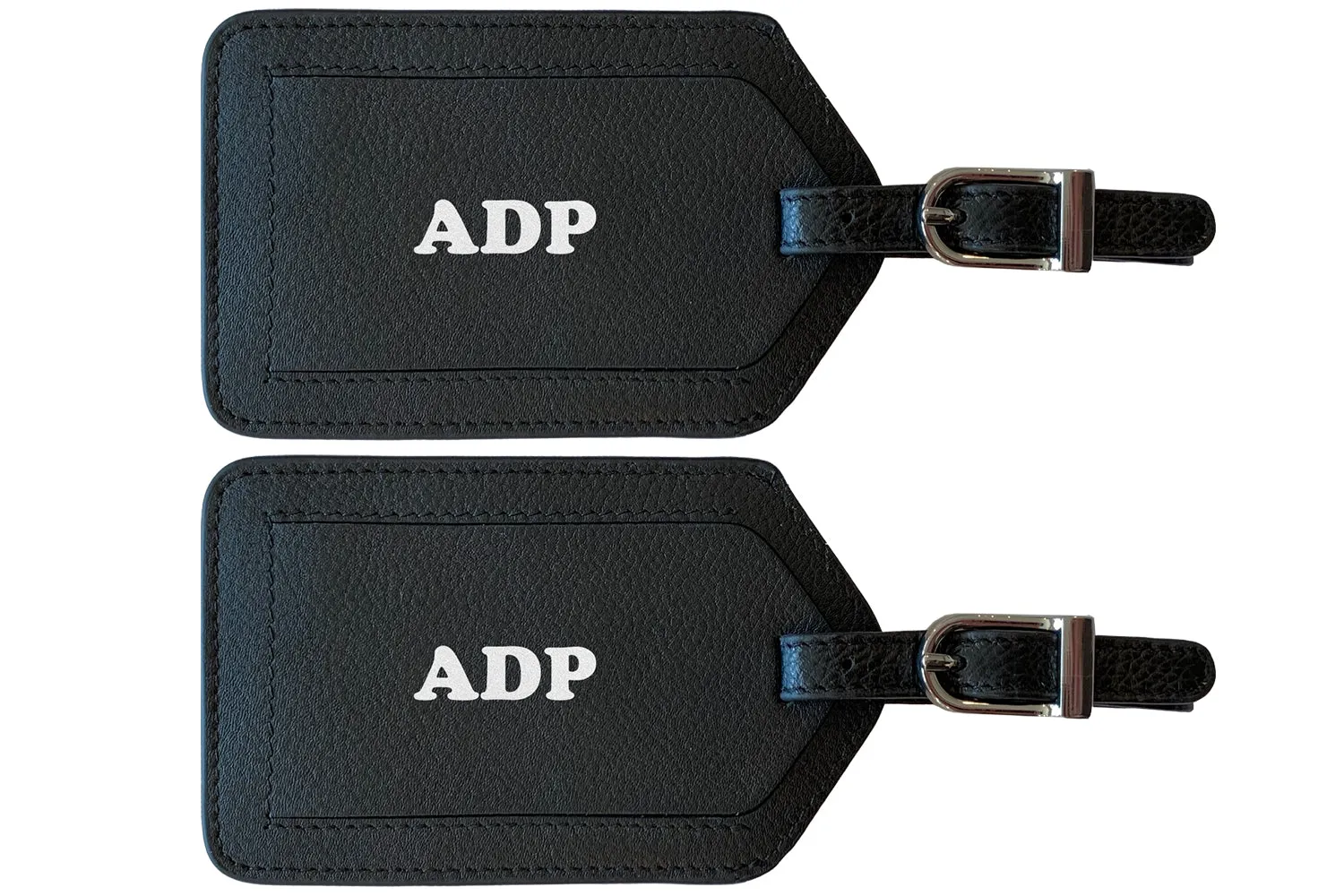 Personalized Monogrammed Leather Luggage Tags - 2 Pack