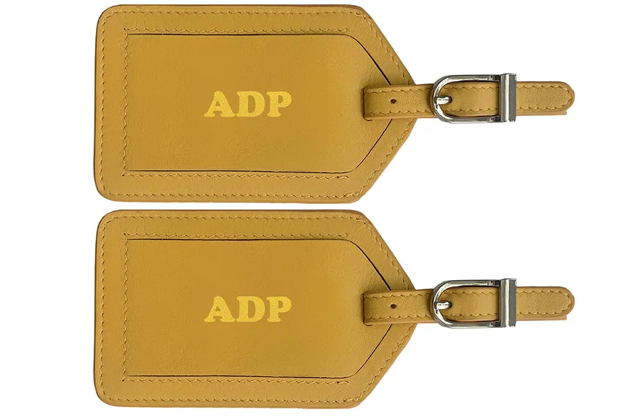 Personalized Monogrammed Leather Luggage Tags - 2 Pack