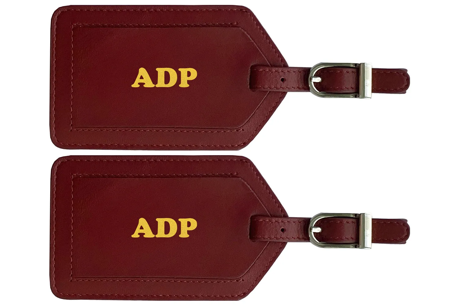 Personalized Monogrammed Leather Luggage Tags - 2 Pack