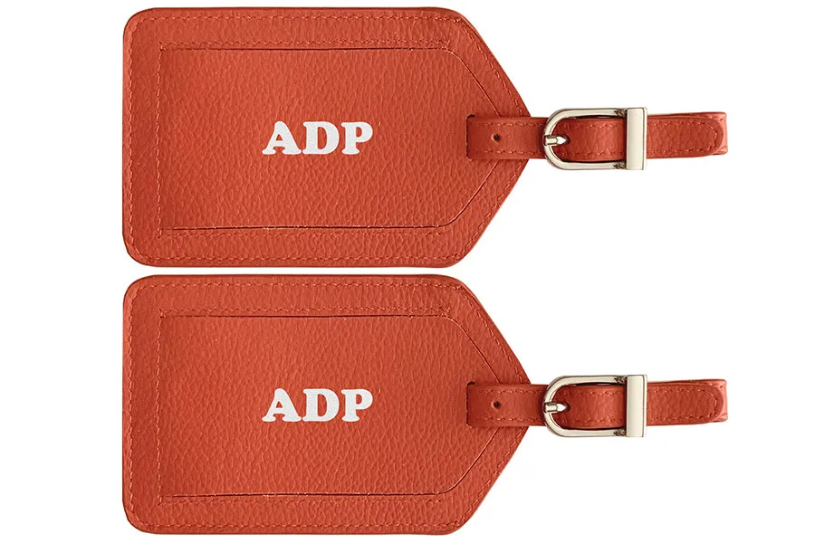Personalized Monogrammed Leather Luggage Tags - 2 Pack