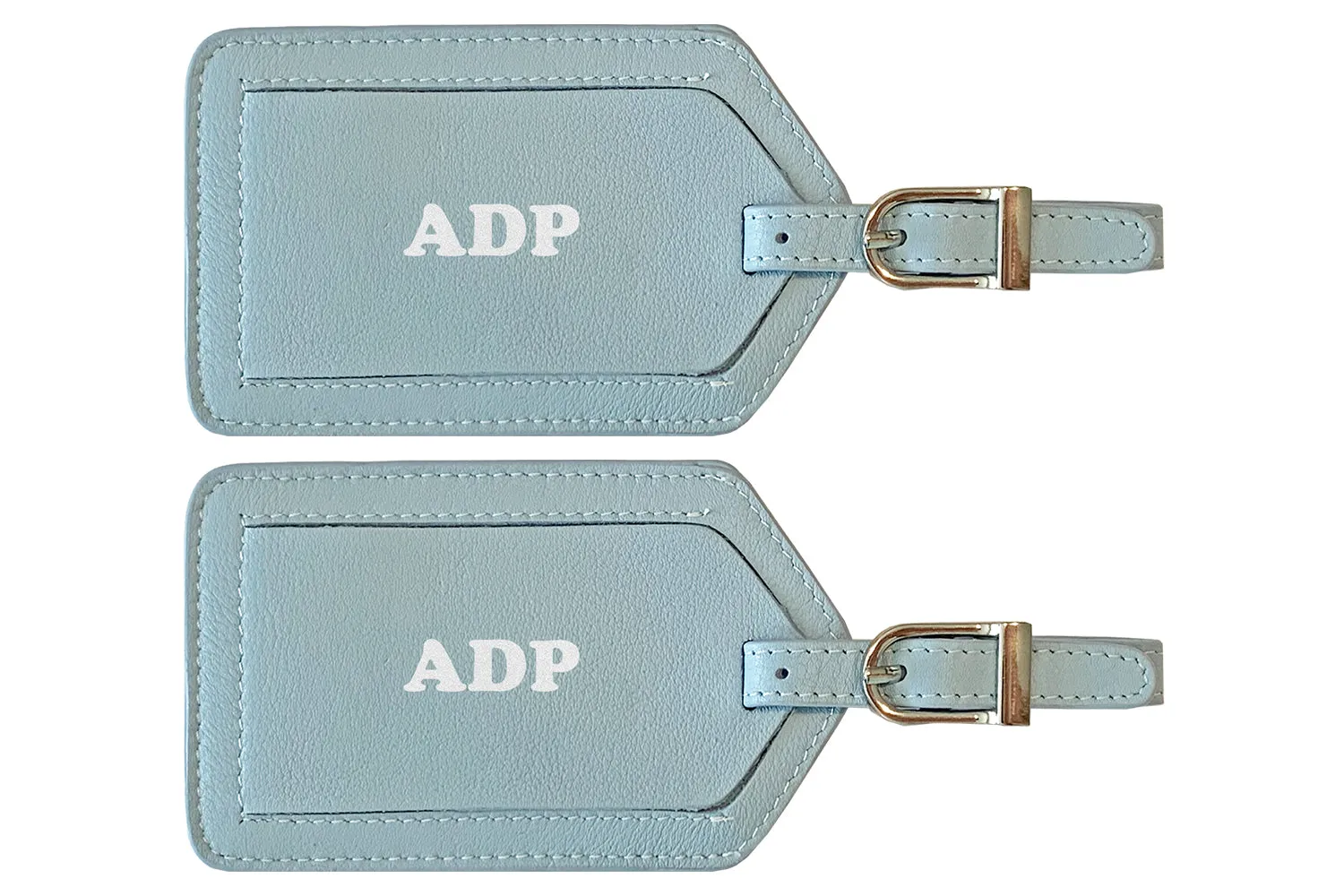 Personalized Monogrammed Leather Luggage Tags - 2 Pack