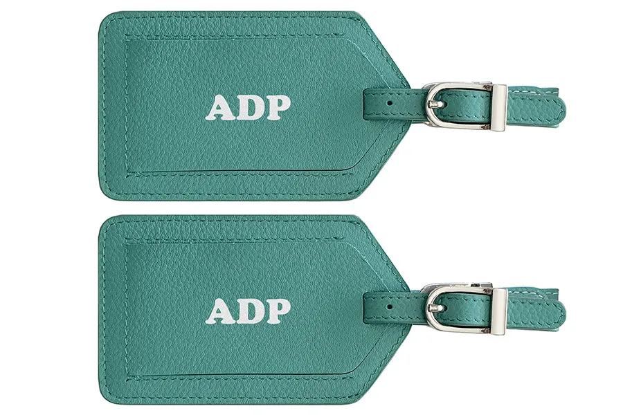 Personalized Monogrammed Leather Luggage Tags - 2 Pack