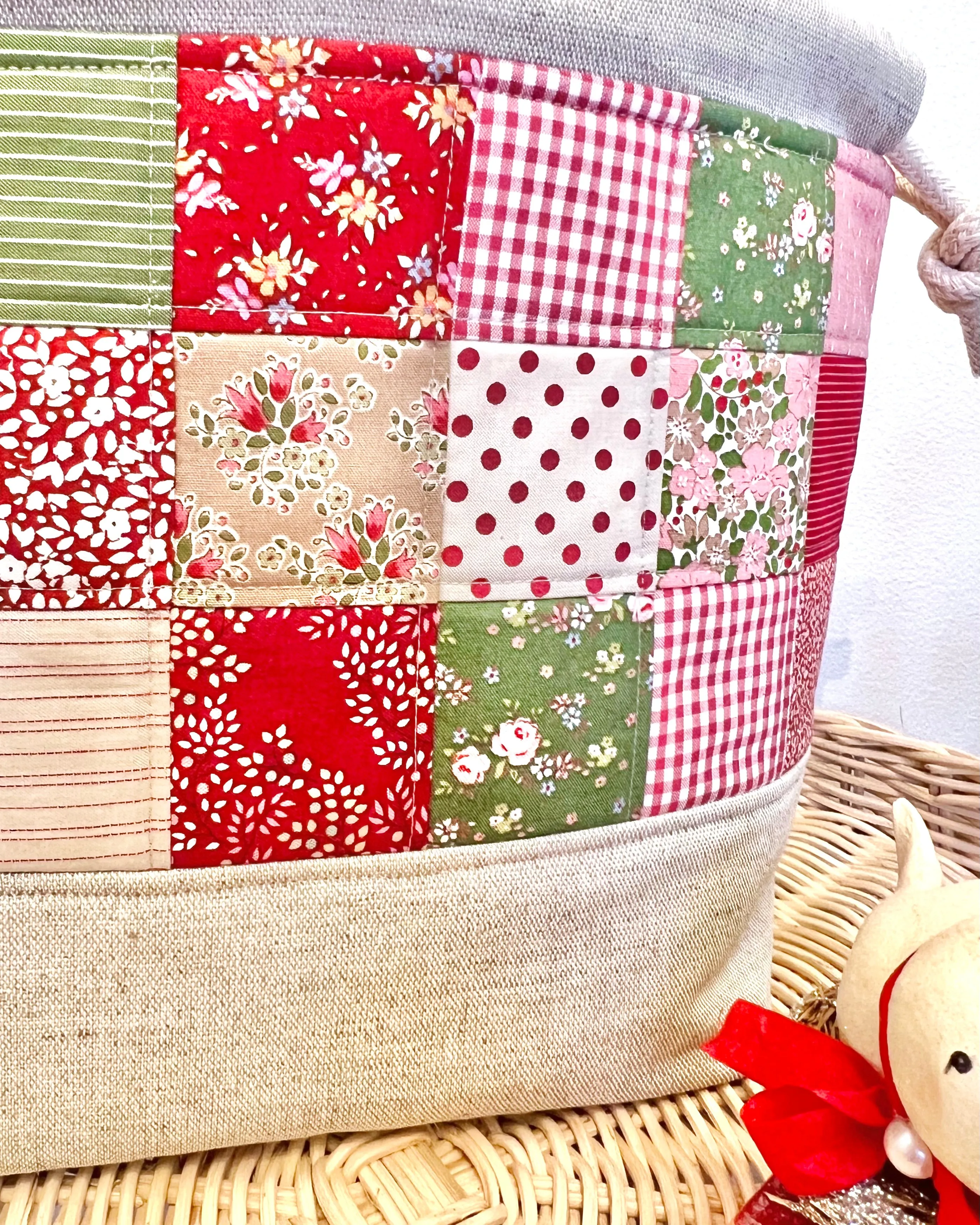 Podgy Drawstring Project Bag - Winter Patchwork