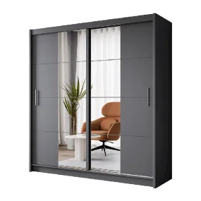 Rico 203cm Sliding Door Wardrobe Graphite   Mirror