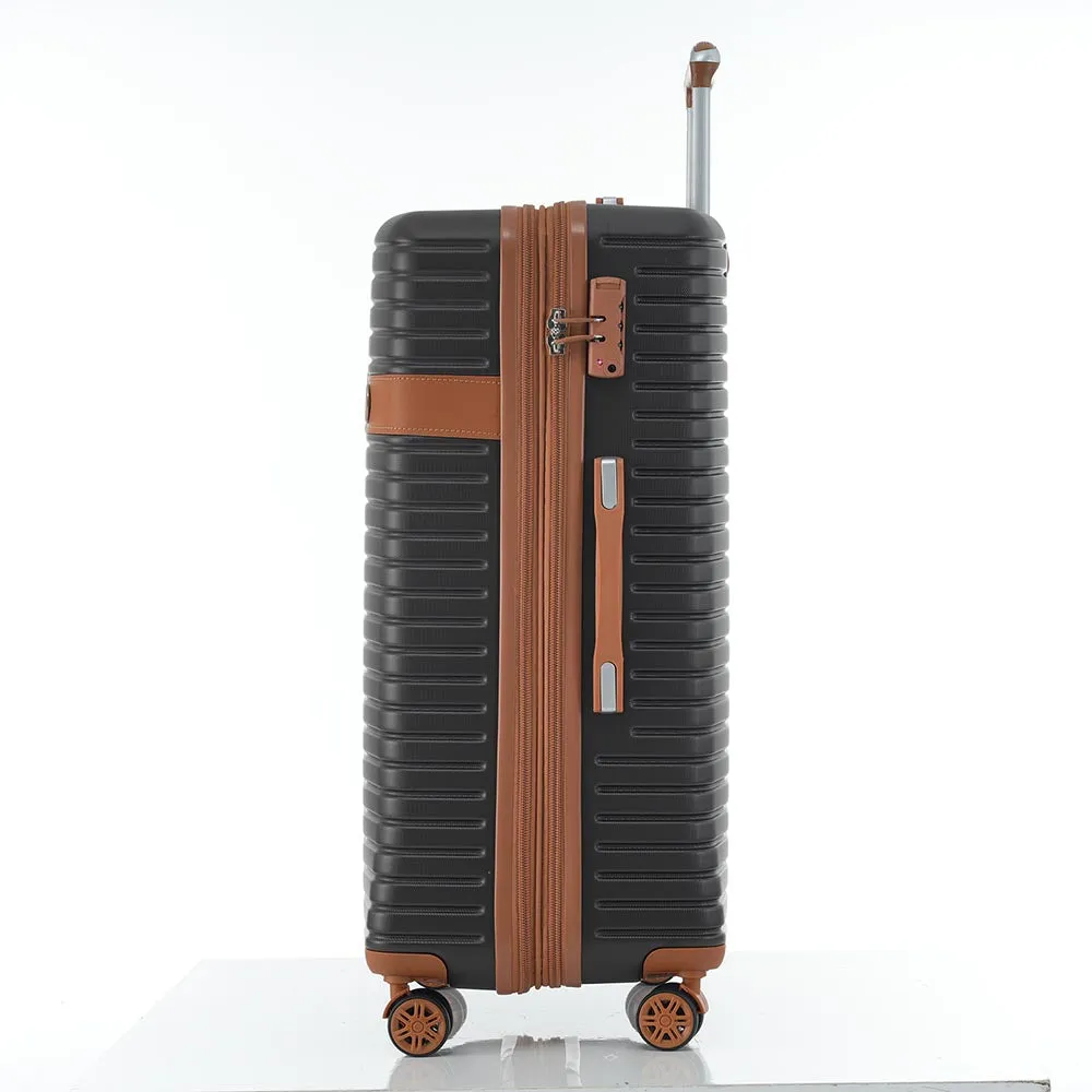 Set of 4 Expandable Lightweight Suitcase with Packing Cubes TSA Lock and Spinner Wheels - Coffee and Black