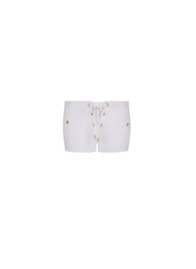 Sophia White Pique Lace-Up Eyelet Shorts