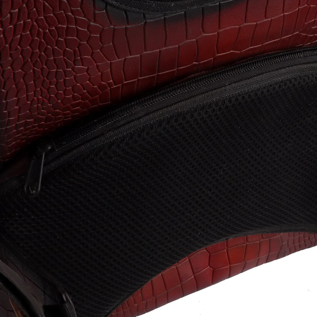 Suitcase Opening Travel Backpack Wine Embossed Lion Croco Leather Diamond Stitched by Brune & Bareskin