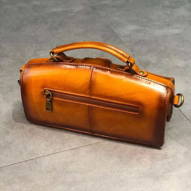 Vintage Women's Doctor Bag Genuine Leather Handbags Shoulder Bags for Women